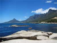 Oude Kraal from the water's edge, looking at Table Mountain and Lion's Head