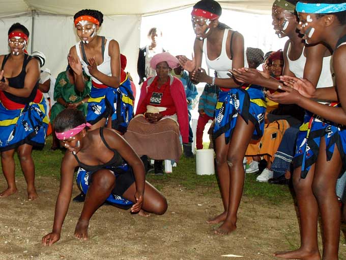 Traditional youth dancers posing before their performance