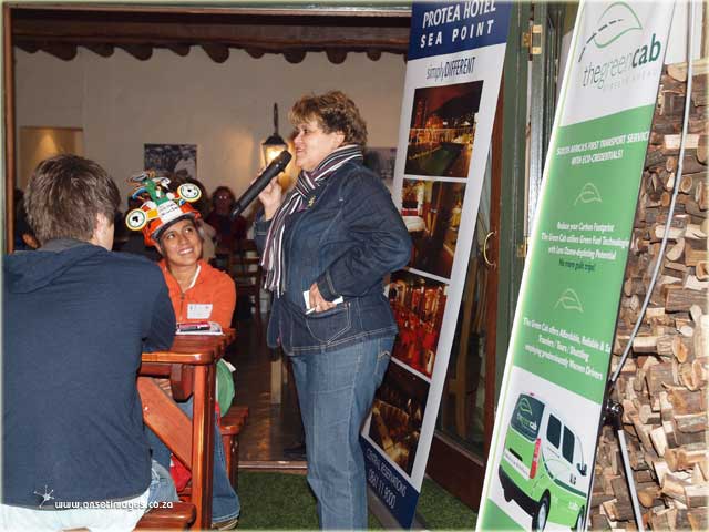 ........ addressing guests at The Red Herring Restaurant in Noordhoek